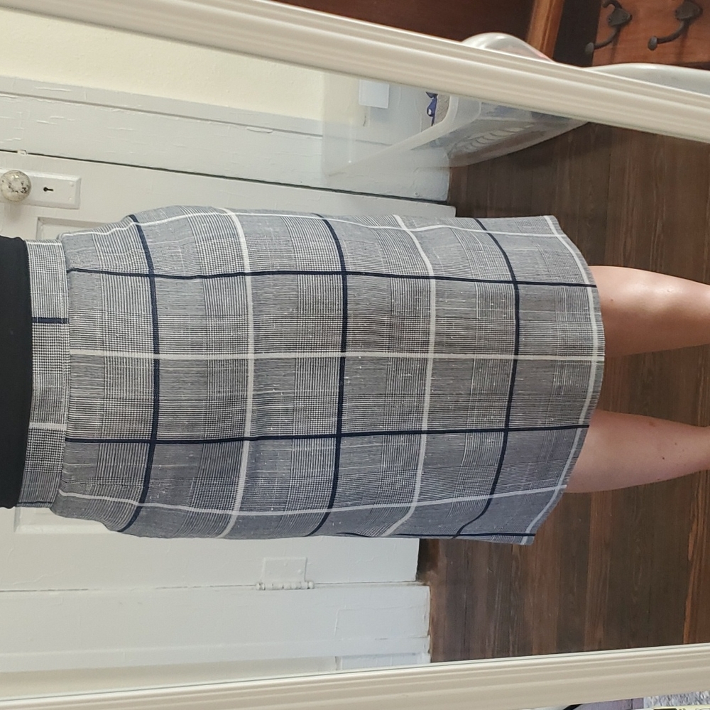 Blue Plaid Midi Skirt